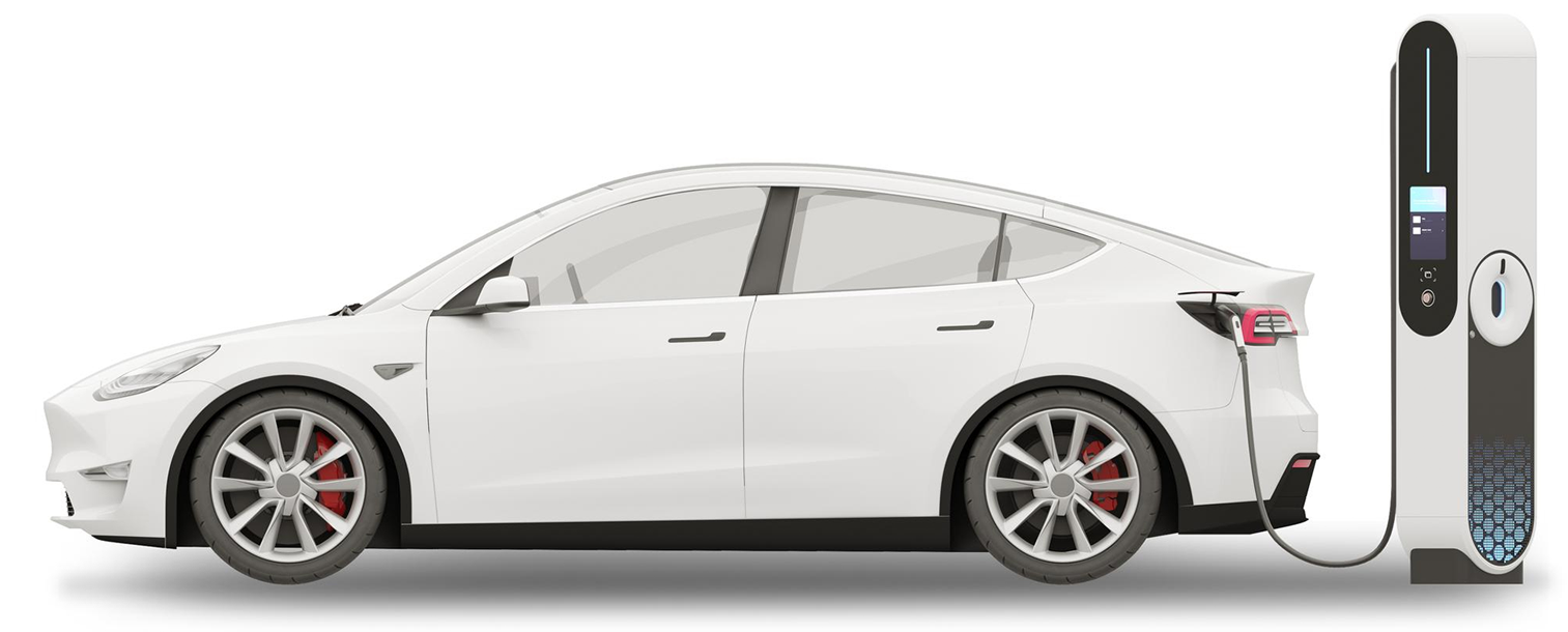 White Tesla Model S Charging Charging Station